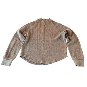 Madewell XS Waffle Knit Long-Sleeve Mock Neck Top Polyester Viscose Blend Casual